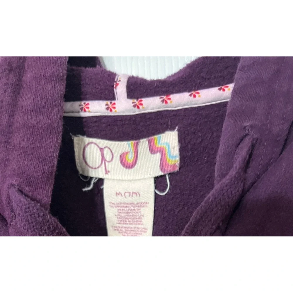 OP Ocean Pacific Womens Plum Purple Double Breasted Hoodie Fleece Jacket‎ Size M